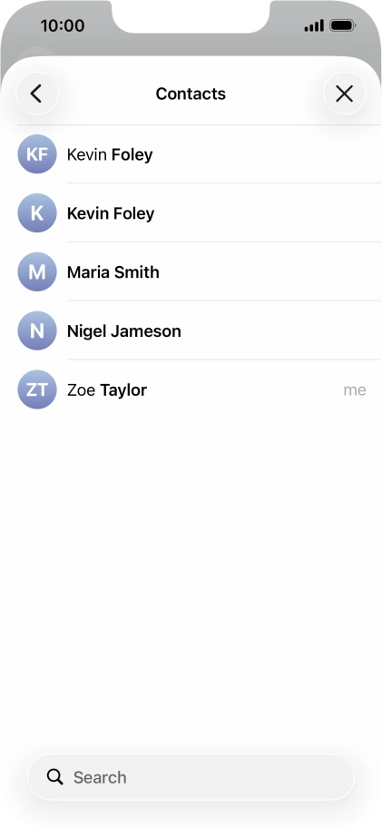Press the required contact. Press the required contact.