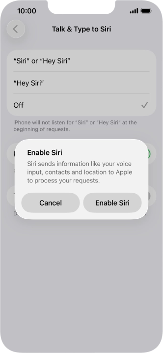 Press Enable Siri. Press Enable Siri.