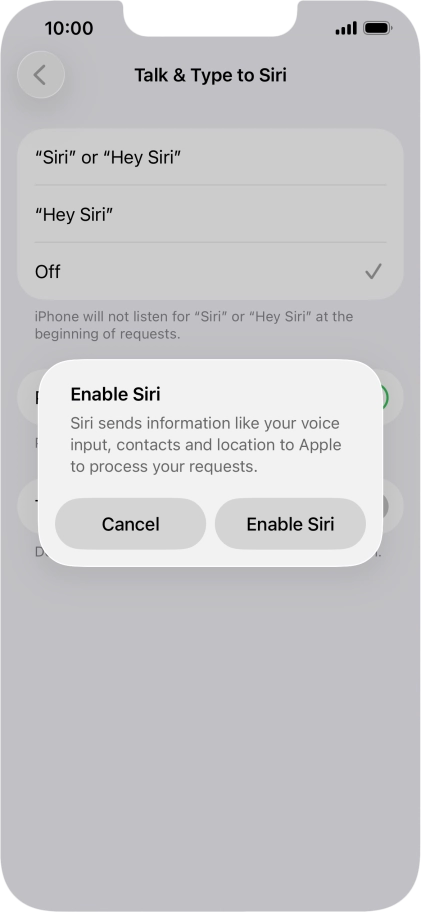 Press Enable Siri. Press Enable Siri.