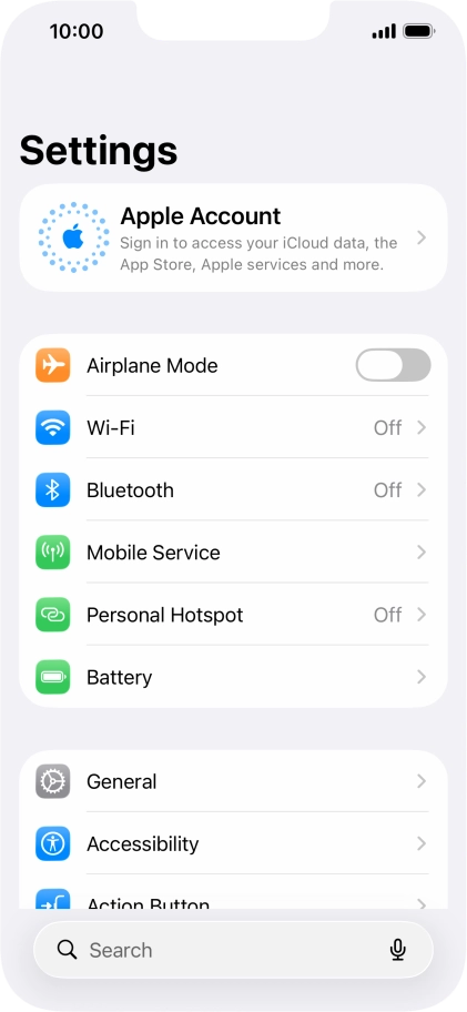 Press Apple Account.