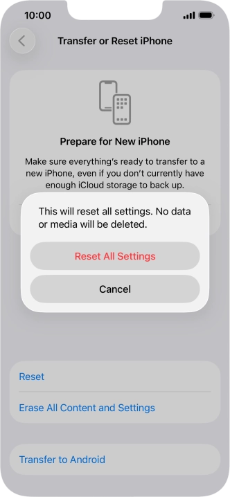 Press Reset All Settings.
