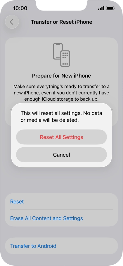 Press Reset All Settings.