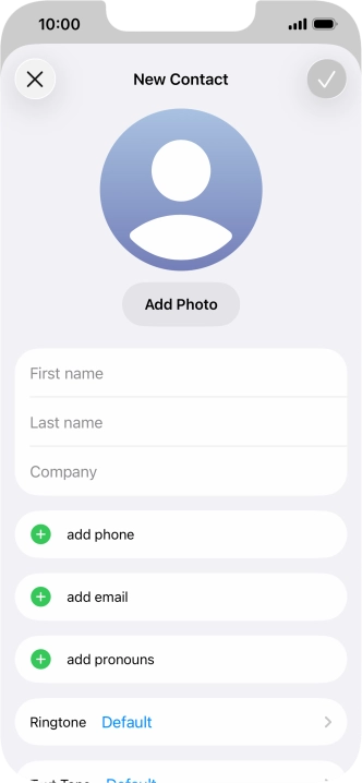 Press First name and key in the first name. Press First name and key in the first name.