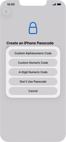 Follow the instructions on the screen to turn on use of phone lock code or press Don't Use Passcode.