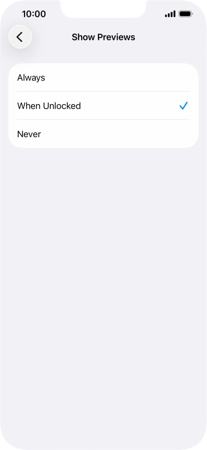 To select notification preview on the lock screen, press Always. To select notification preview on the lock screen, press Always.