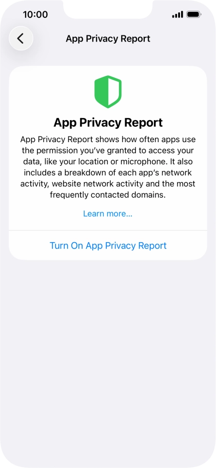 Press Turn On App Privacy Report to turn on the function.