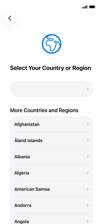 Press the required country or area.