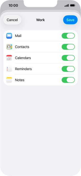 Press the indicators next to the required data types to turn synchronisation of each data type on or off. Press the indicators next to the required data types to turn synchronisation of each data type on or off.