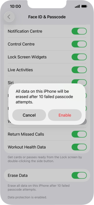 If you turn on the function, press Enable.