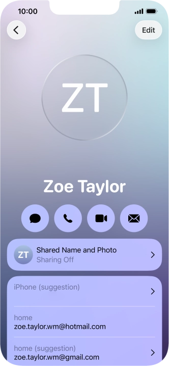 Press Shared Name and Photo.