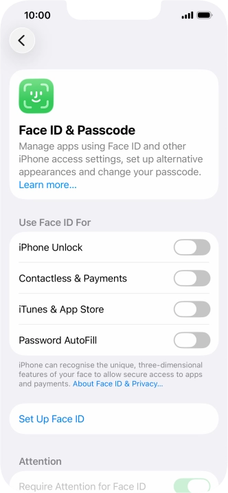 Press Set Up Face ID. Press Set Up Face ID.