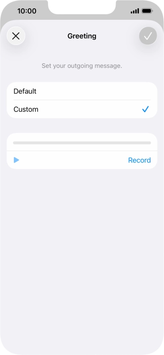 Press Record to start recording a personal greeting. Press Record to start recording a personal greeting.