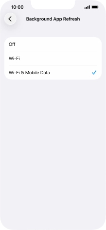 To turn off background refresh of apps, press Off.