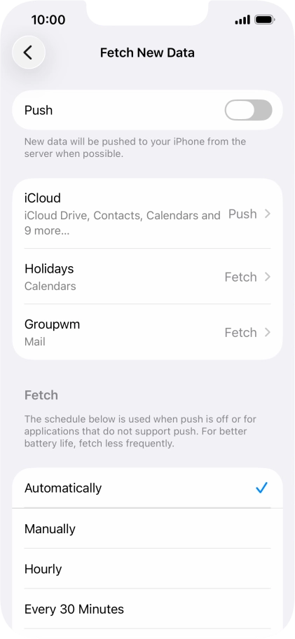 If you turn off the function, press the required setting.
