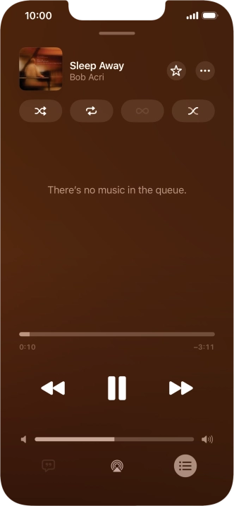Press the shuffle icon to turn the function on or off. Press the shuffle icon to turn the function on or off.