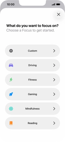Press the required focus mode and follow the instructions on the screen to add the selected focus mode. Press the required focus mode and follow the instructions on the screen to add the selected focus mode.