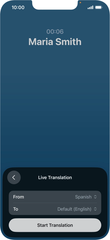 Press Start Translation to use Live Translation during your call. Press Start Translation to use Live Translation during your call.