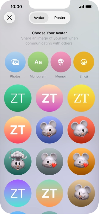 Press the required category and follow the instructions on the screen to select and save the required picture to your Contact Poster.