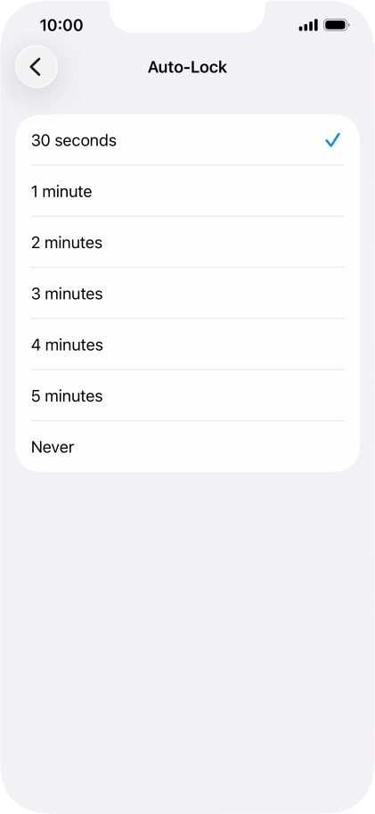 Press the required setting. Press the required setting.