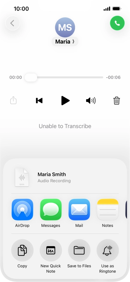 Press the required setting and follow the instructions on the screen to share or save the message. Press the required setting and follow the instructions on the screen to share or save the message.