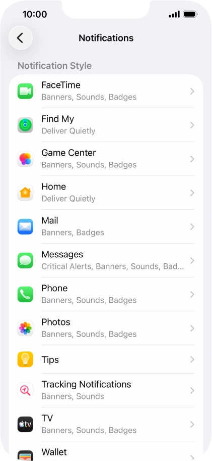 Press the required application. Press the required application.