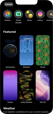 Press the required category and follow the instructions on the screen to select the required background image.