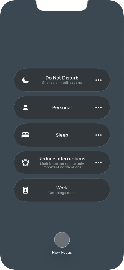 Press the required focus mode to activate or deactivate it immediately. Press the required focus mode to activate or deactivate it immediately.