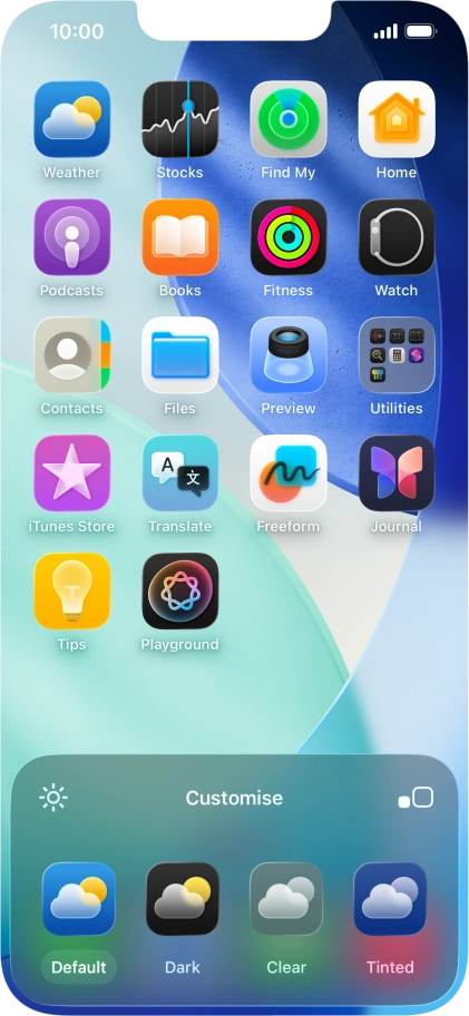 Press the required setting to select the size of app icons on the home screen.