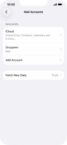 Press the name of the email account you've just set up.