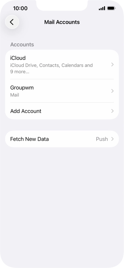 Press the name of the email account you've just set up.