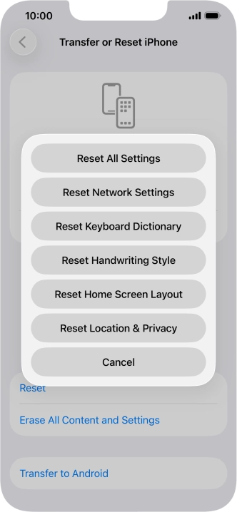 Press Reset All Settings.