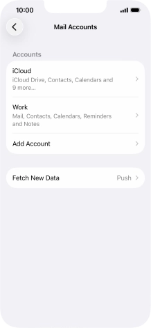 Press the name of the Exchange email account you've just set up. Press the name of the Exchange email account you've just set up.