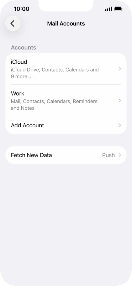 Press the name of the Exchange email account you've just set up. Press the name of the Exchange email account you've just set up.