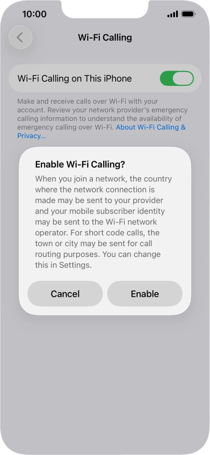 If you turn on the function, press Enable.