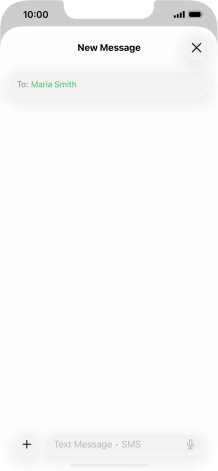 Press the text input field and write the text for your text message. Press the text input field and write the text for your text message.