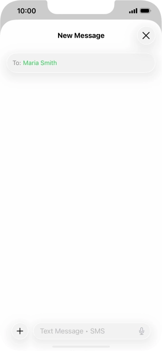 Press the text input field and write the text for your text message. Press the text input field and write the text for your text message.