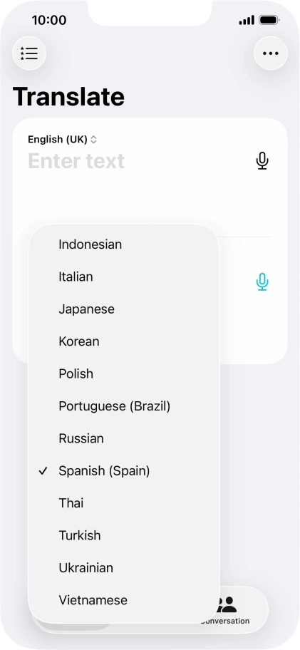 Press the required target language. Press the required target language.