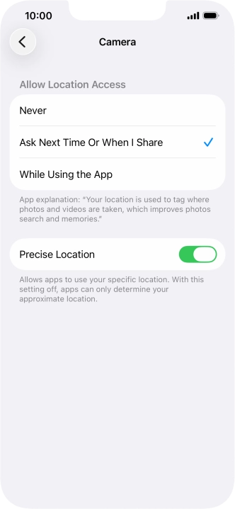 Press the required setting to turn the function on or off. Press the required setting to turn the function on or off.