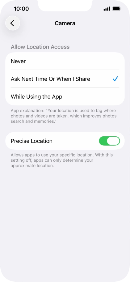 Press the required setting to turn the function on or off. Press the required setting to turn the function on or off.