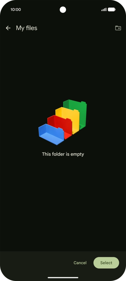 To create a new folder, press the new folder icon and follow the instructions on the screen to create a new folder.