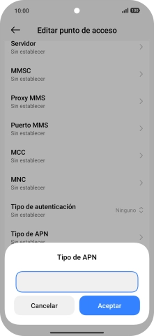 Introduce default y pulsa Aceptar.