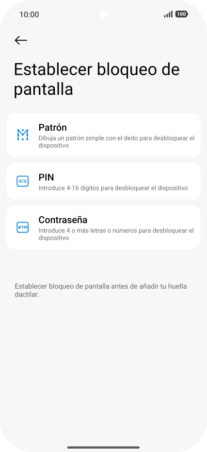 Pulsa el código de seguridad deseado.
