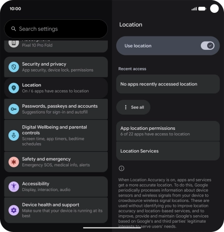 Press App location permissions.
