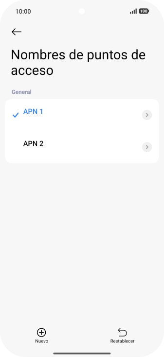 Pulsa la conexión de datos deseada para activarla.
