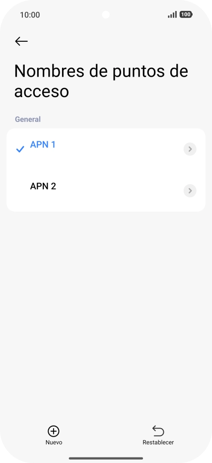 Pulsa la conexión de datos deseada para activarla.
