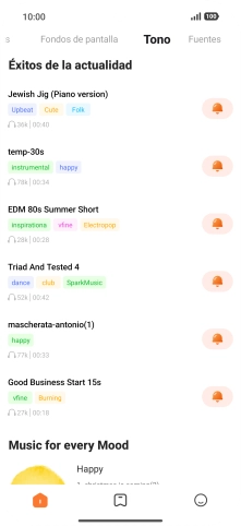 Pulsa los timbres de llamada deseados para escucharlos.