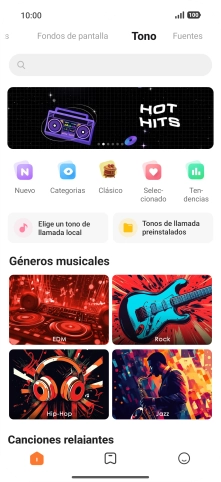 Si deseas seleccionar un timbre de llamada que no sea un timbre de llamada predeterminado, pulsa Elige un tono de llamada local y sigue las indicaciones de la pantalla para seleccionar la melodía deseada.