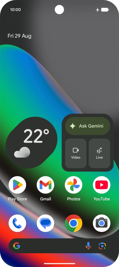 The flight mode icon shows that flight mode is turned on.