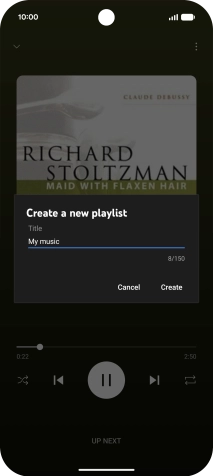 Key in a name for the playlist and press Create.