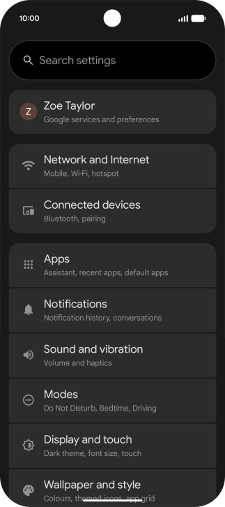 Press Sound and vibration.